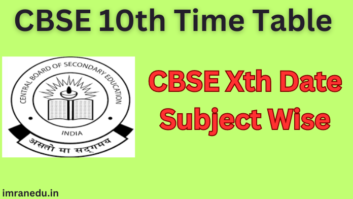 CBSE 10th Time Table 2024