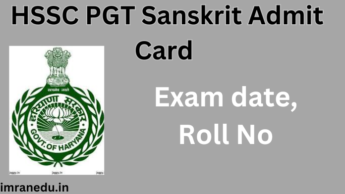 HSSC PGT Sanskrit Admit Card 2024