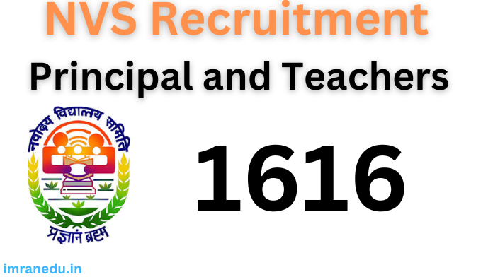 NVS Recruitment 2024 Out - Apply 1616 Principal and Teachers Jobs