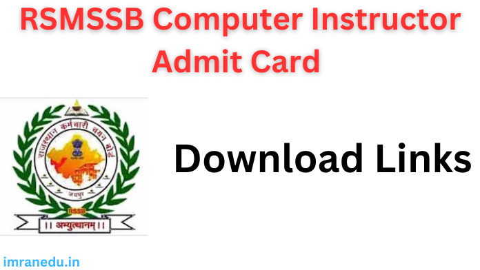 RSMSSB Computer Instructor Admit Card 2024